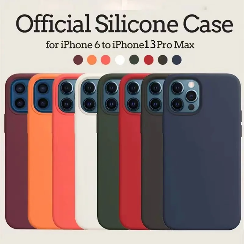 Original Silicone Case For iPhone 13 16 15 14 12 Pro Official Apple Cover for iPhone 15 16 Plus 13 11 12 14 15 16 Pro Max Cases