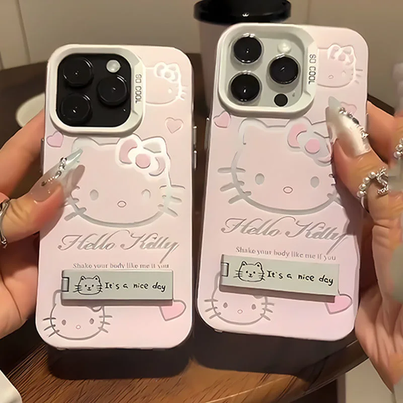 Sfbf3377553434e85a47d6428f115b4a3G.webp Luxury Pink Kitty With Bracket Phone Case For iPhone 17 16 15 14 13 12 11 ProMax XR XS 8 Plus Soft Anti Drop Silicone Cover