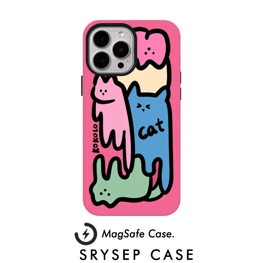 1212shjk-0 Graffiti Cat Design MagSafe Matte iPhone Case with Magnetic Phone Grip
