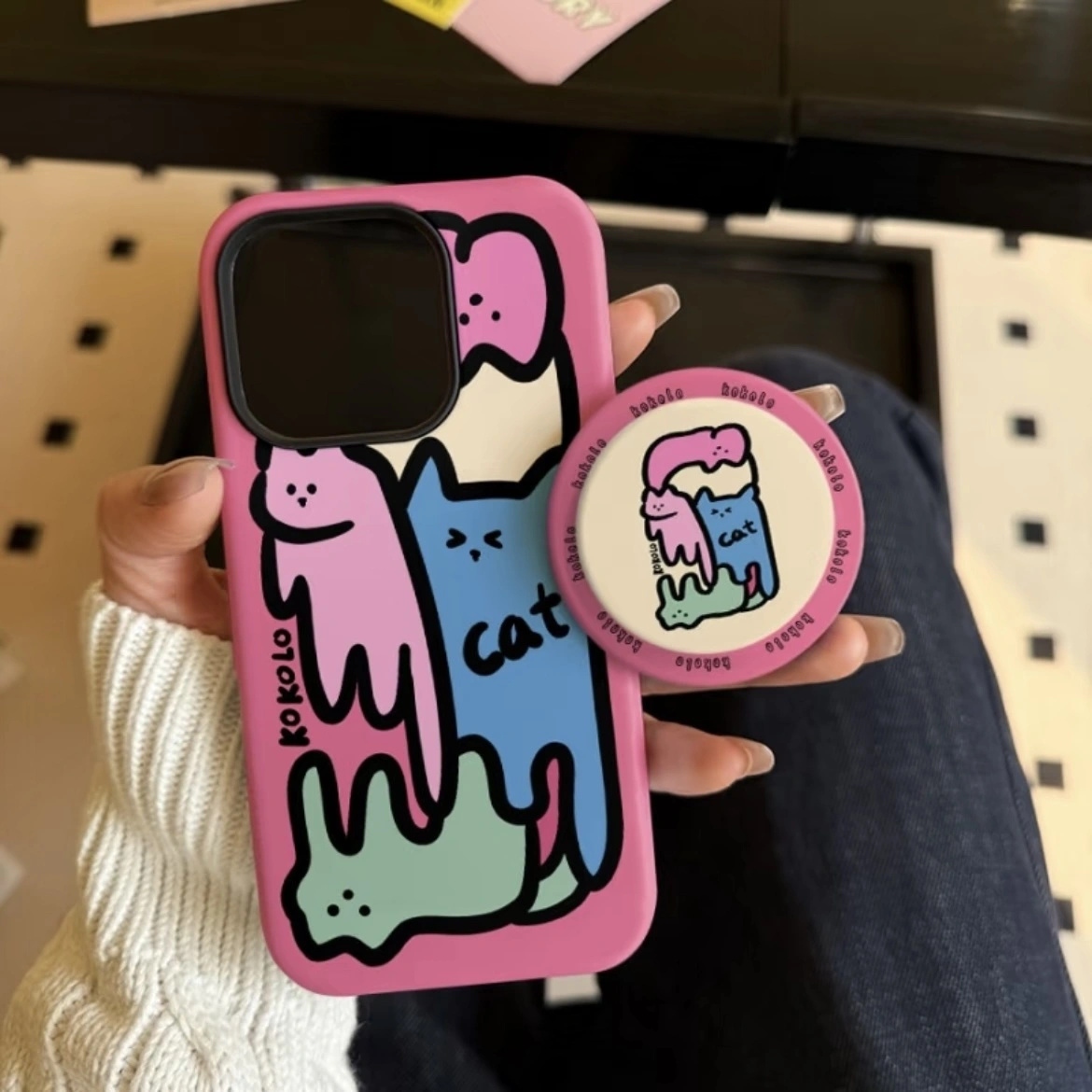 20251025_180033000_iOS-0 Graffiti Cat Design MagSafe Matte iPhone Case with Magnetic Phone Grip