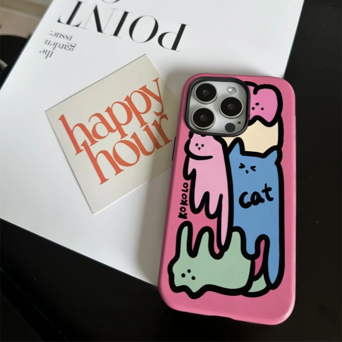 20251025_180037000_iOS-0 Graffiti Cat Design MagSafe Matte iPhone Case with Magnetic Phone Grip