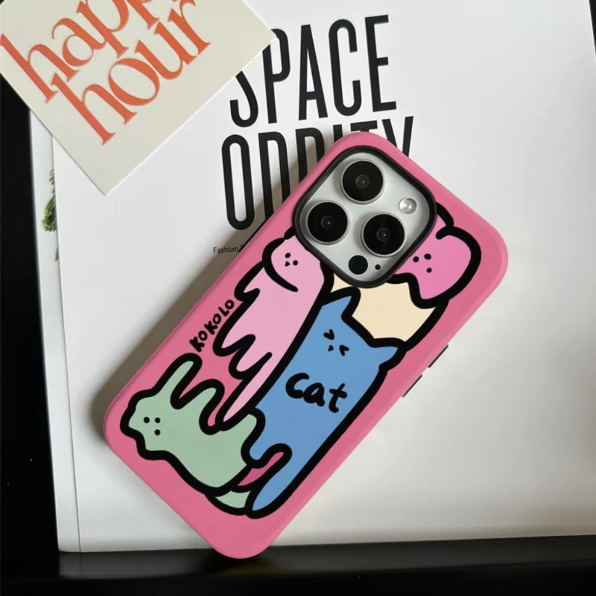 20251025_180040000_iOS-0 Graffiti Cat Design MagSafe Matte iPhone Case with Magnetic Phone Grip
