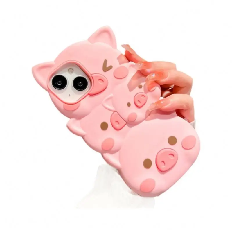 Hee008e4737ca4b909a2713ac40d070718.webp Customized Wholesale New PVC Pink Pig Epoxy Mobile Phone Case PVC Flexible Glue Cartoon Stereo Mobile Phone