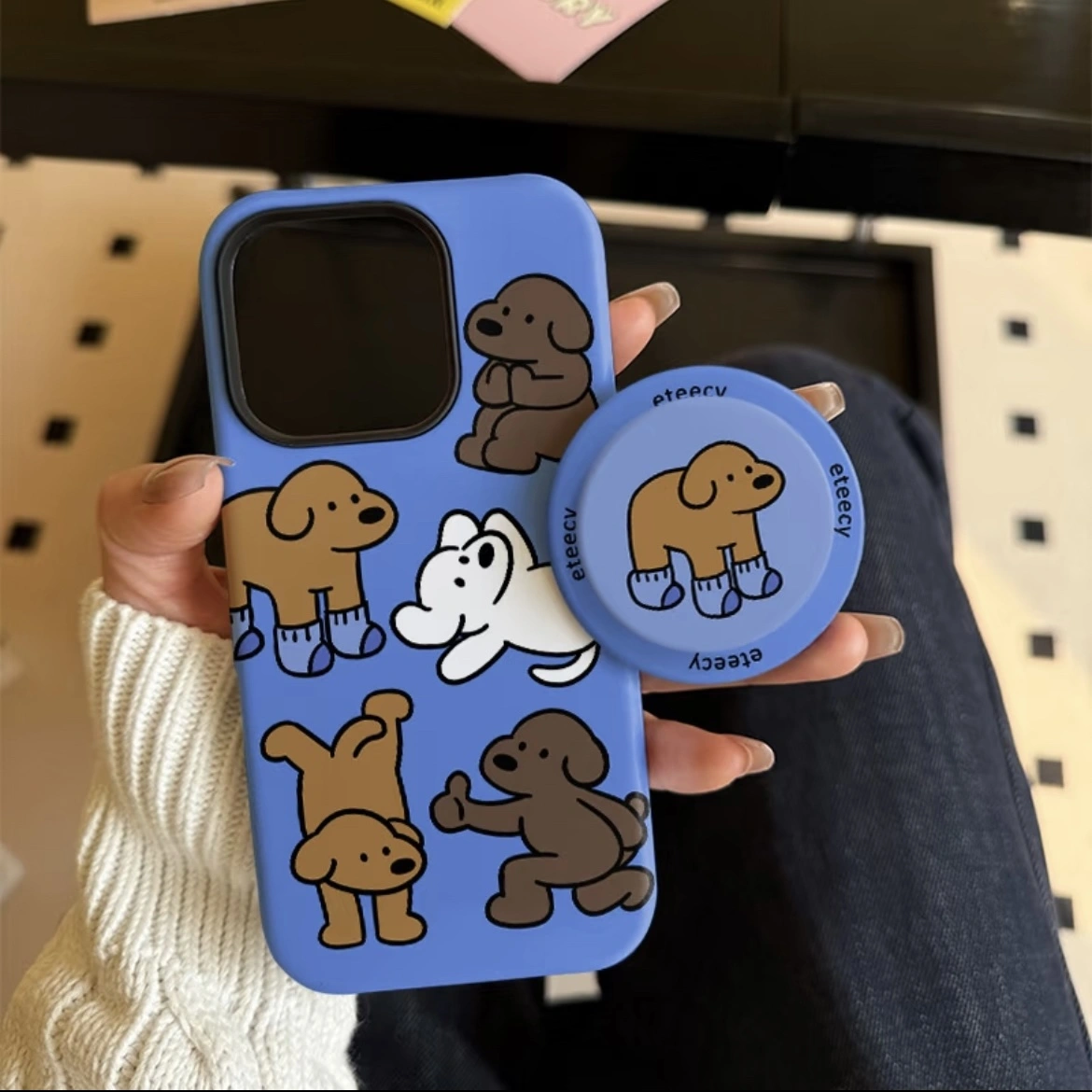 MAGSAFE CASE IPHONE (8) Matte Design Puppy iPhone Case Magnetic Phone Grip for MagSafe