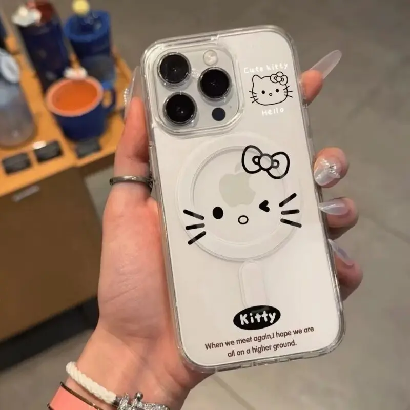 Cartoon Kitty Cat Magsafe Magnetic Phone Case for Iphone 17 Air 16 Pro Max 16E 11 12 13 14 15 Pro Max Mini Plus Cover