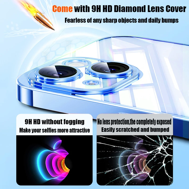 Official 16 Series Blue Plating Case for iPhone 16 15 14 13 12 11 Pro Max Plus Ultrathin Antiskid Clear Lens Film Protect Cover