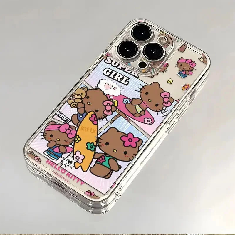 Kawaii Kitty Cartoon Cat Phone Case For IPhone 17 16 14 13 11 Pro Max 15 Plus 12 Mini 16E Air Cartoon Fashion Cover