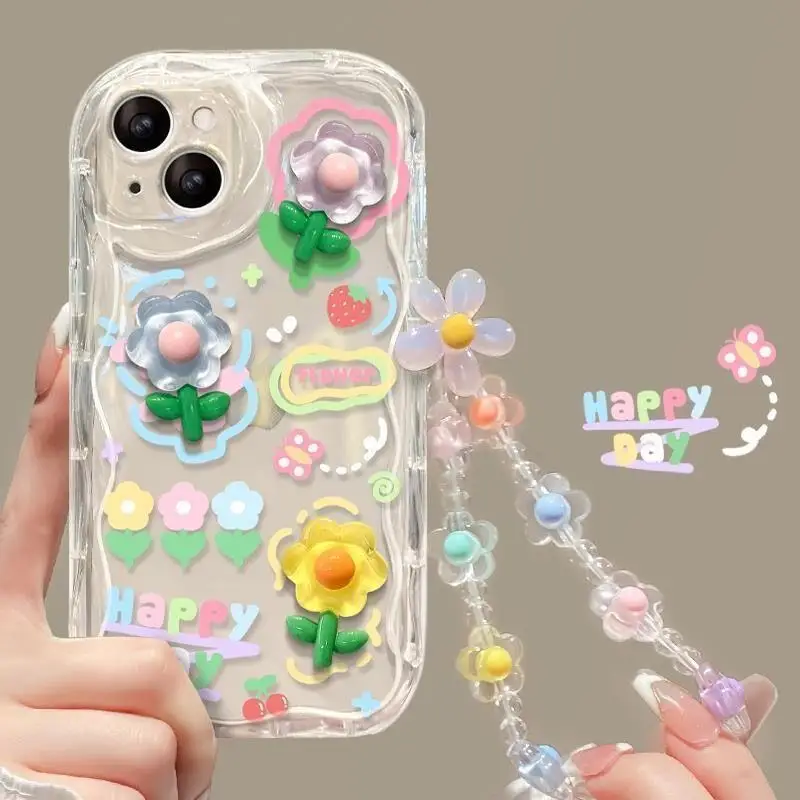 S025fb14ed2fe422e8ddc441bf97029ee1.webp 3D Cute Pink Flower Phone Chain Lanyard Case for Iphone 17 Air 16 Pro Max 11 12 13 14 15 Pro Max Plus Mini Hang Cover