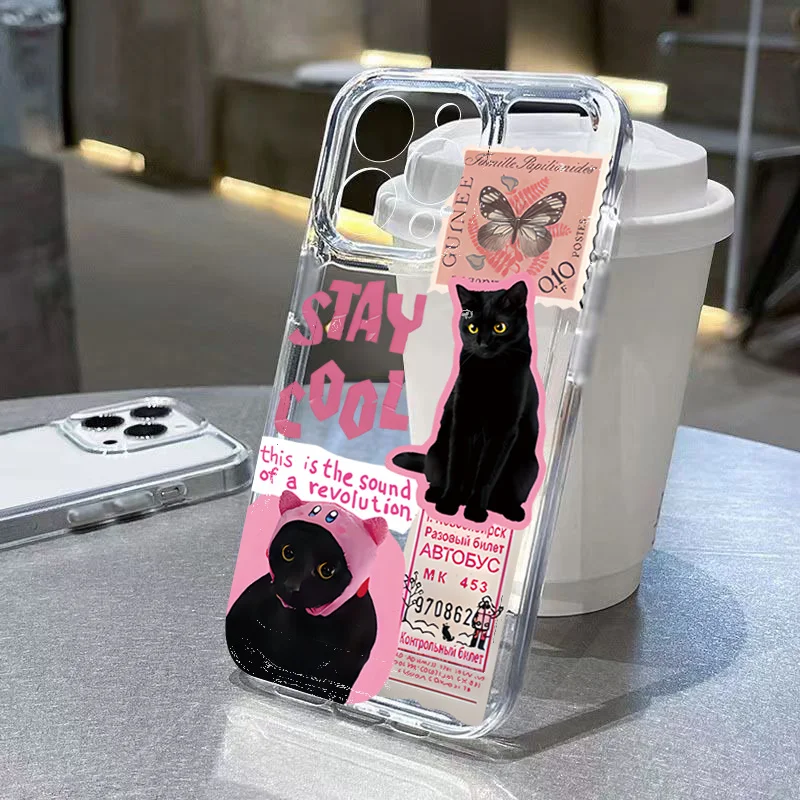 S02c6552790e94d018e4050470e9bd888s-2.webp Creative Label Black Cat Transparent Phone Case For iPhone 15 16 16E 17 Air 14 13 12 11 Pro Max 7 8 Plus Soft Silicone Cover