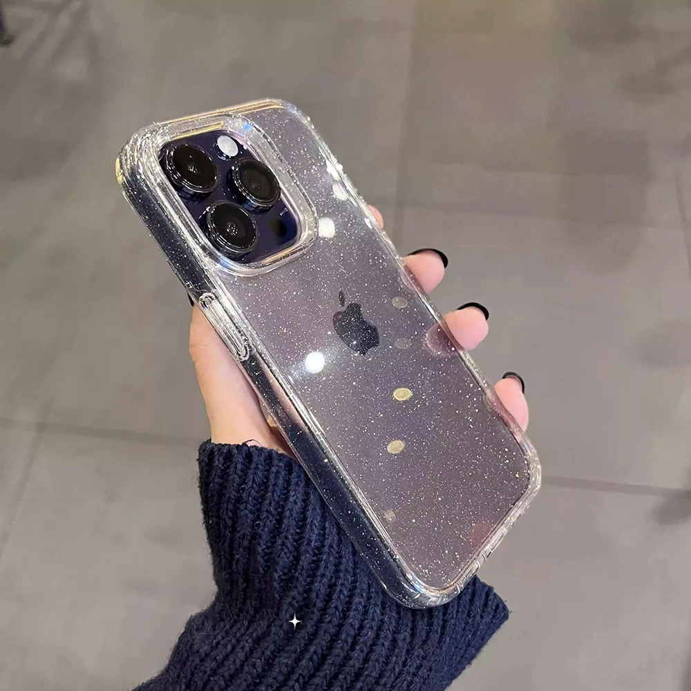 S03e25539673642dcb82eaf6c7f02d99cL.webp Luxury Soft Silicone Clear Glitter Phone Case For IPhone 15 14 13 12 11 Pro Max 15 Plus X XS Max XR Shockproof Cover Funda