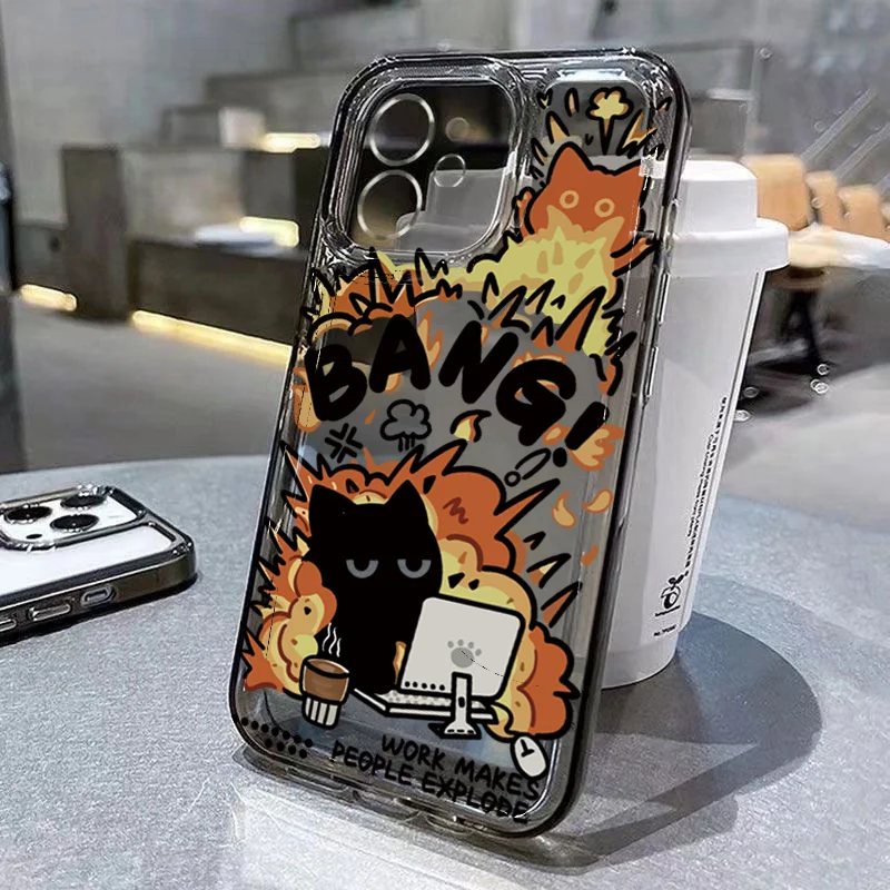 S0483ff8c0768459dbc164ef46a9a8f4et-1.webp Creative Label Black Cat Transparent Phone Case For iPhone 15 16 16E 17 Air 14 13 12 11 Pro Max 7 8 Plus Soft Silicone Cover