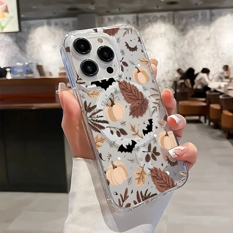 Halloween Fall Bat Case For iPhone 15 14 13 12 11 16 17 Pro Max 15 7 8 Plus XR 16E Cover Magnetic Cases For iPhone 17 Air 17Pro