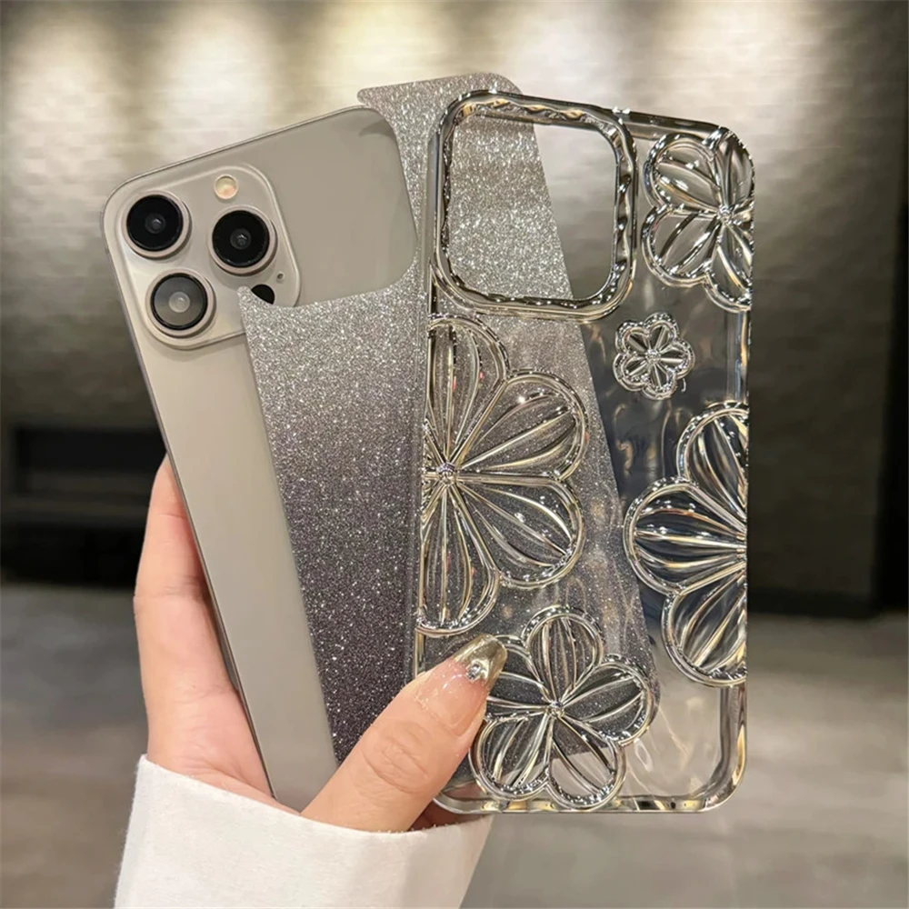 S04d5e748acde42b4a2079420117f24bdd.webp Plating Clear Bling Glitter Gradient Flowers Phone Case For iPhone 17 16 15 11 12 13 14 Pro Max Soft Silicone Shockproof Cover