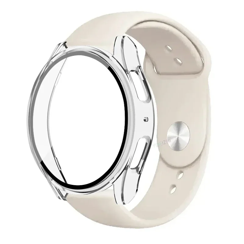 S04e4275f59ae4ed2a4273a566a2c4017C.webp Tempered Glass+Case+Strap For Samsung Galaxy Watch 7 6 4 5 40mm 44mm Silicone band+Screen Protector 2 pack watch Accessories