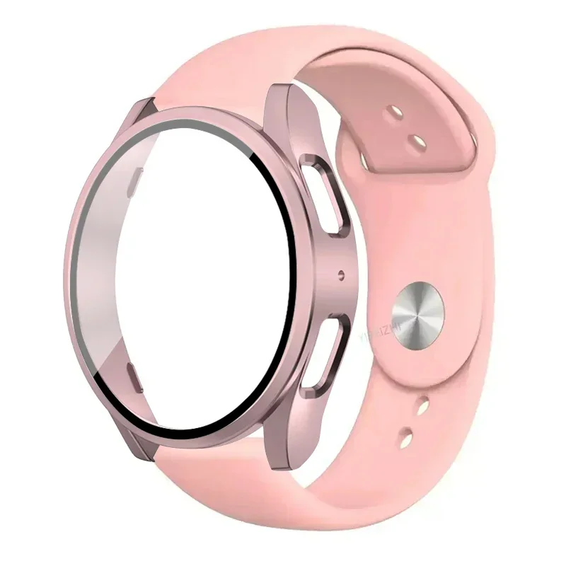 S0510e7dd06a74fd78f04d20adba02eccb.webp Tempered Glass+Case+Strap For Samsung Galaxy Watch 7 6 4 5 40mm 44mm Silicone band+Screen Protector 2 pack watch Accessories