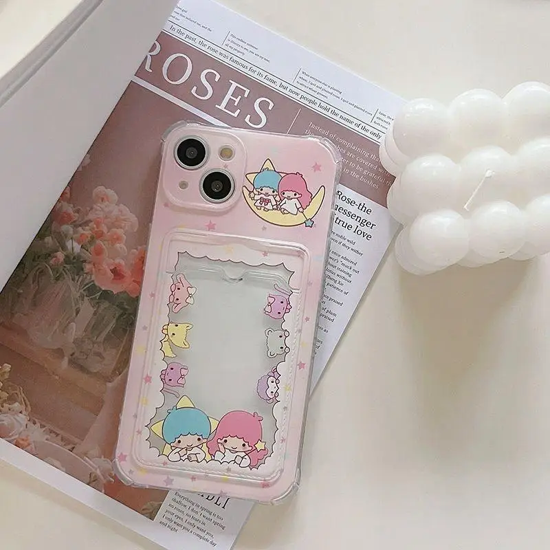 Cute Cartoon Kuro Melo Card Holder Slot Bag Soft Silicone Phone Case For IPhone 16 15 14 13 12 Mini 17 Pro Max Plus 16e 17 Air Soft Cover