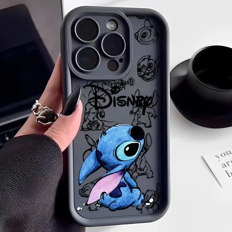 S0610232444a24eb4aad8c860f8663d537-1.webp Cartoon Stitch Matte Phone Case For IPhone 15 Pro Max 12 11 14 X XS XR 6 6S 7 8 Plus 13 Mini SE 2020 2022 Silicone Cover