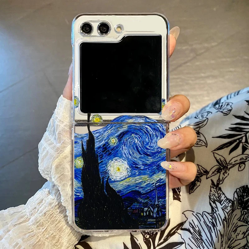 S06521c644ff04c599cbdcdf3da52fb67P.webp Retro Great Art Van Oil Painting Phone Case For Samsung Galaxy Z Flip 6 5 Hard PC Cover For Galaxy Z Flip 5 4 7 Clear Shell