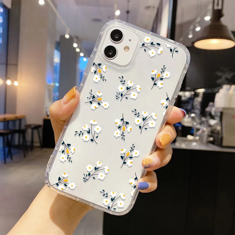 Flower Phone Case For iPhone 13 Case iPhone 16 11 12 17 14 15 Pro Max 12 13 Mini 7 8 Plus XR XS X SE Shockproof Clear Soft Cover