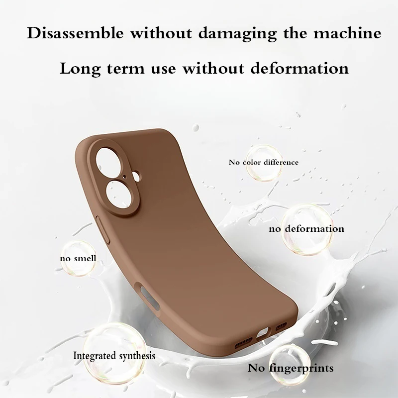 S0775e79fd7604d1283bc7b79df2fb6cfx.webp Brown New Liquid Silicone Camera Protection Case for iPhone 16 15 14 13 11 12 Pro Max Plus Soft Shockproof Colorful Cover