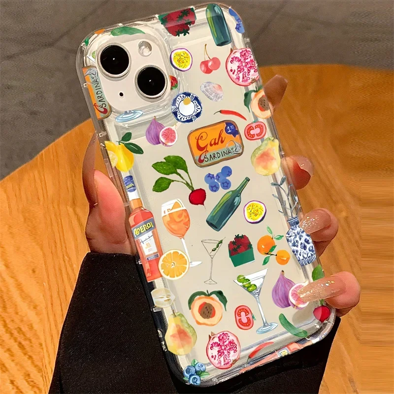 S083b9c7aa31e4fe39cfc8ce1acf385a2v-1.webp Transparent Fruit Juice Flower Pattern Phone Case For iPhone 17 16 14 11 12 13 15 Pro Max 14 Plus 17 Air Shock-Absorbing Cover