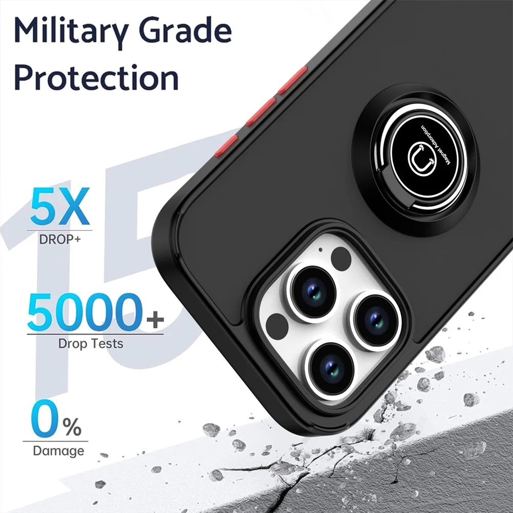 S0887a5ba70de4012914d227f8afd5e33A-1.webp Matte Finger Ring Magnetic Stand Phone Case For iPhone 15 16 17 Pro Max 14 Plus 13 12 11 Solid Color Skin Feeling Frosted Cover