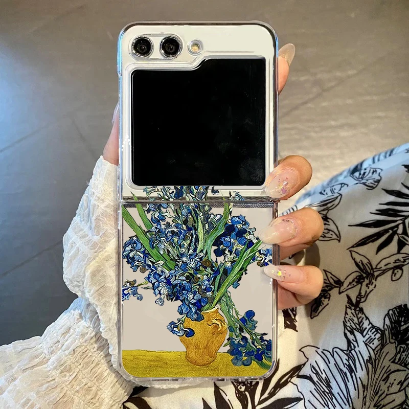 S092efff0b0c943b1bdf76bec3fb69907M.webp Retro Great Art Van Oil Painting Phone Case For Samsung Galaxy Z Flip 6 5 Hard PC Cover For Galaxy Z Flip 5 4 7 Clear Shell