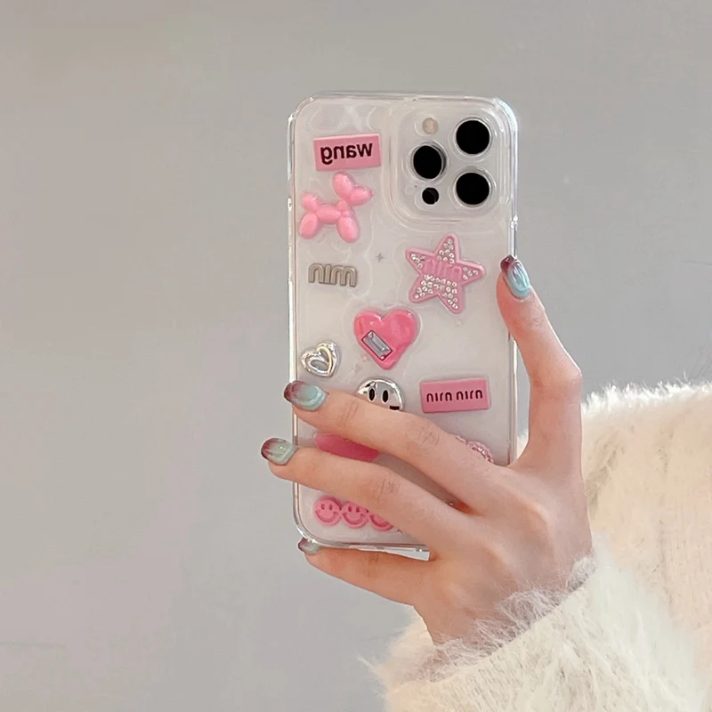 S0953181ad1d8433bafabfa6c50b026c7N.webp Cute 3D Love Heart Y2K Star Spicy Girl Phone Case For iPhone 15 14 13 11 12 Pro Max Epoxy Transparent Soft Shockproof Cover