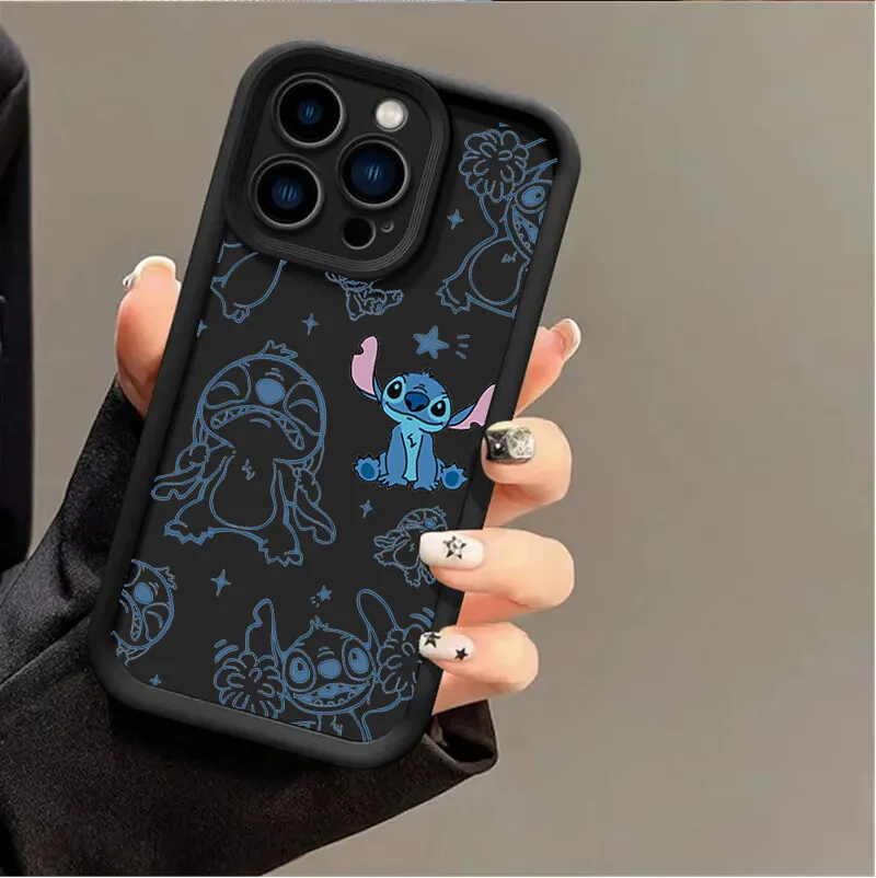 S098f25a0bb284a7883a5db4d61bb4c85c.webp Cartoon Stitch Matte Phone Case For IPhone 15 Pro Max 12 11 14 X XS XR 6 6S 7 8 Plus 13 Mini SE 2020 2022 Silicone Cover