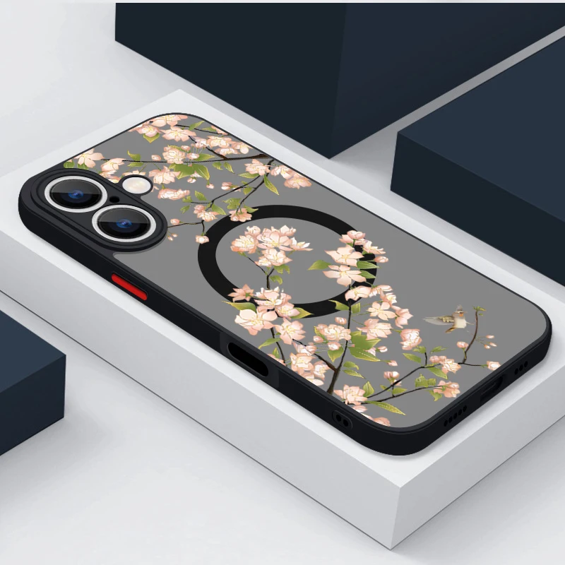 S0b2aab07b4104ea9b5246585dc85835eu.webp Magnetic Colorful Flower Phone Case For iPhone 17 15 16 Pro Max 14 13 12 Pro Air 11 For Magsafe Wireless Charge Soft Edge Cover