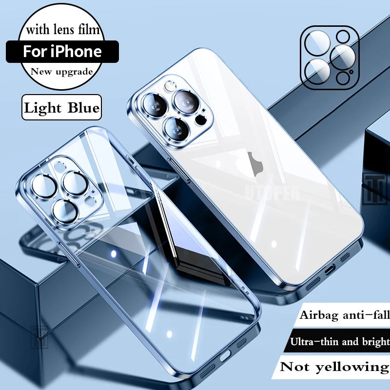 S0b48c90acf0c4f07840bc39d6f4ab2493.webp Luxury High Quality Upgrade Plating TPU Soft Case for iPhone 17 Air 16 15 14 13 12 11 Pro Max Plus Clear Lens Film Protect Cover