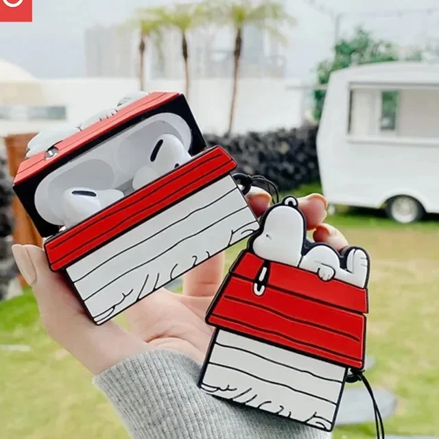 Cartoon Snoo Earphone Case for Airpods Pro 1 2 3 Cartoon Silicone Wireless Bluetooth Earbuds Protective Cover With Lanyard