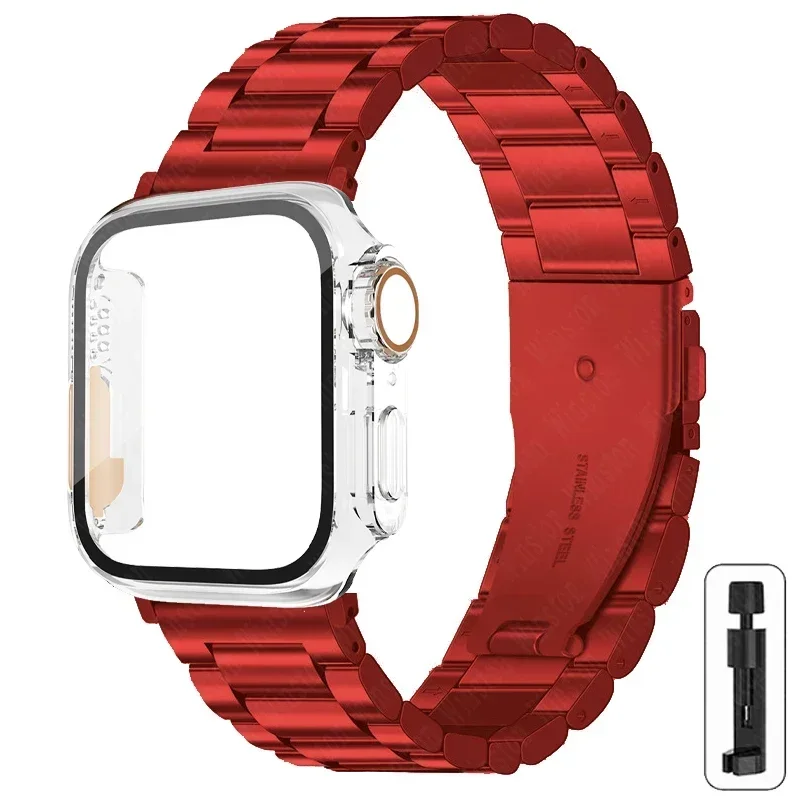 S0c16b4213ea441d4805ec1f139aaa861g-1.webp Stainless Steel Strap+Ultra Case for Apple Watch Band 44mm 45mm 41mm 40mm 42mm Case Metal Strap for iWatch Series 9 8 7 6 SE 5 4