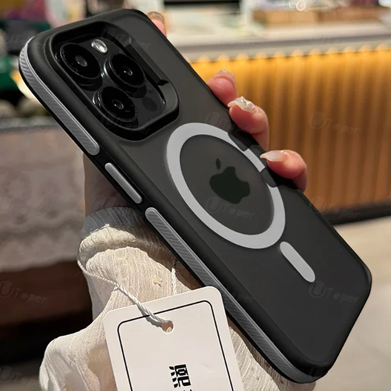 S0cddeb065429485aa3af22055cf5bcabl.webp New Bicolor Matte Frosted Magnetic Phone Case For iPhone 17 Air 16 15 14 Plus 13 12 11 Pro Max Shockproof Bumper Hard Cover