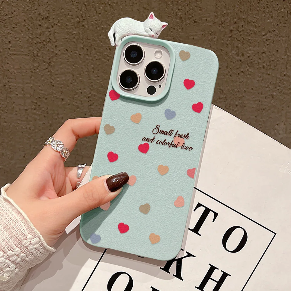 S0d3ebd6a2af742829a50b127df3703bd0-3.webp Love Heart Phone Case For iPhone 17 Pro Case iPhone 13 16 14 11 12 15 Pro Max 17 Air Plus 3D Cat Lychee Pattern Leather Cover