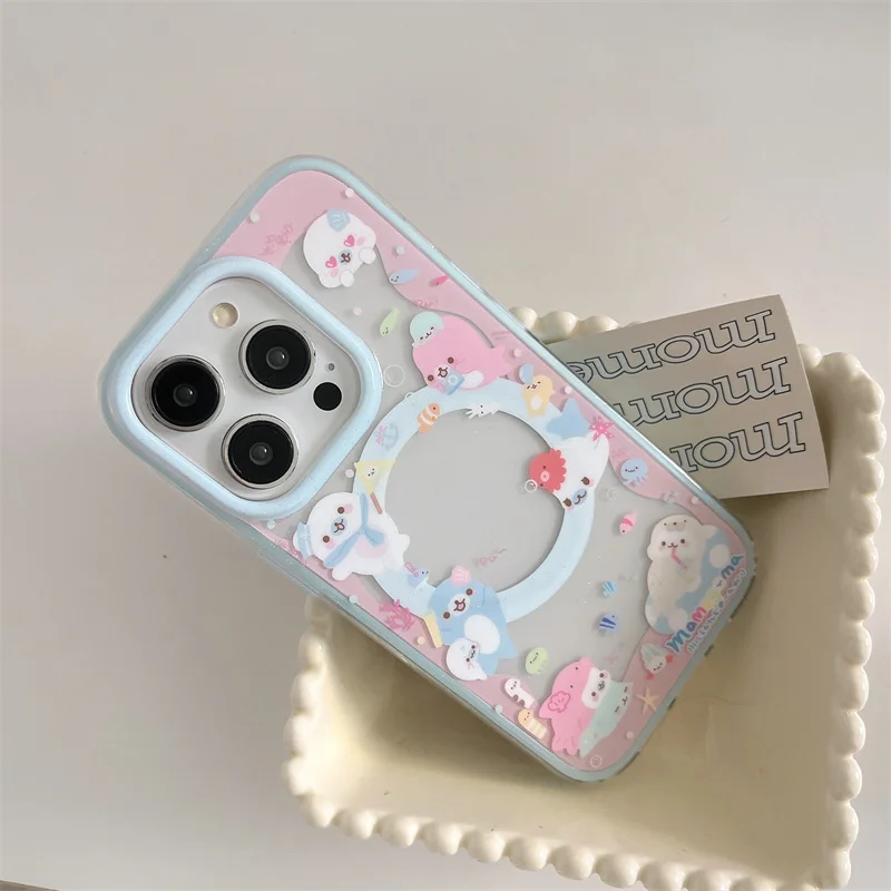S0de9b69ae17c4215ba40abe5ceeb6a76J.webp Cute Dolphin Shaking Bracket Magnetic Phone Case For iPhone 17 16 Pro 15 14 Pro Max Cover with Stand Holder Cases for Magsafe