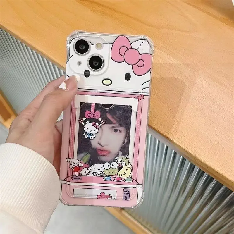 Cartoon Kitty Cute Cat Case For iPhone 17 Pro Max 17 Air 16 12 11 15 14 13 Pro Max 16 Plus XS Max 13 Mini Card Holder Slot Bag