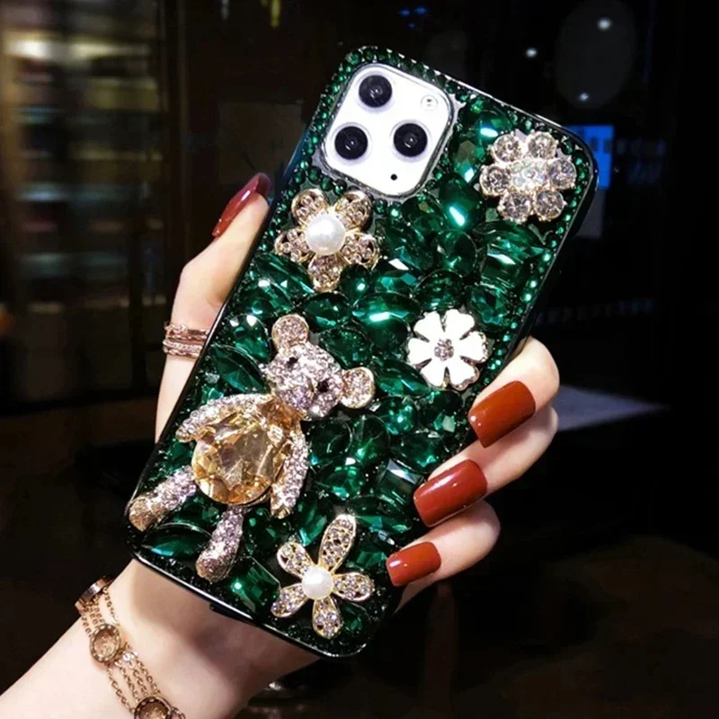 S0eb6c81fb6b6433eb91ec66c85f781e78.webp Luxury Cute Bear Diamond Rhinestone Phone Case Bling Glitter Cover for iPhone 16 15 14 13 12 11 Pro 17 Air Gift for Women