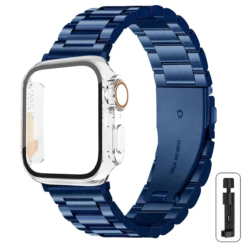 S0f274af5ad0d45c38b7a885f4c47851dx-1.webp Stainless Steel Strap+Ultra Case for Apple Watch Band 44mm 45mm 41mm 40mm 42mm Case Metal Strap for iWatch Series 9 8 7 6 SE 5 4
