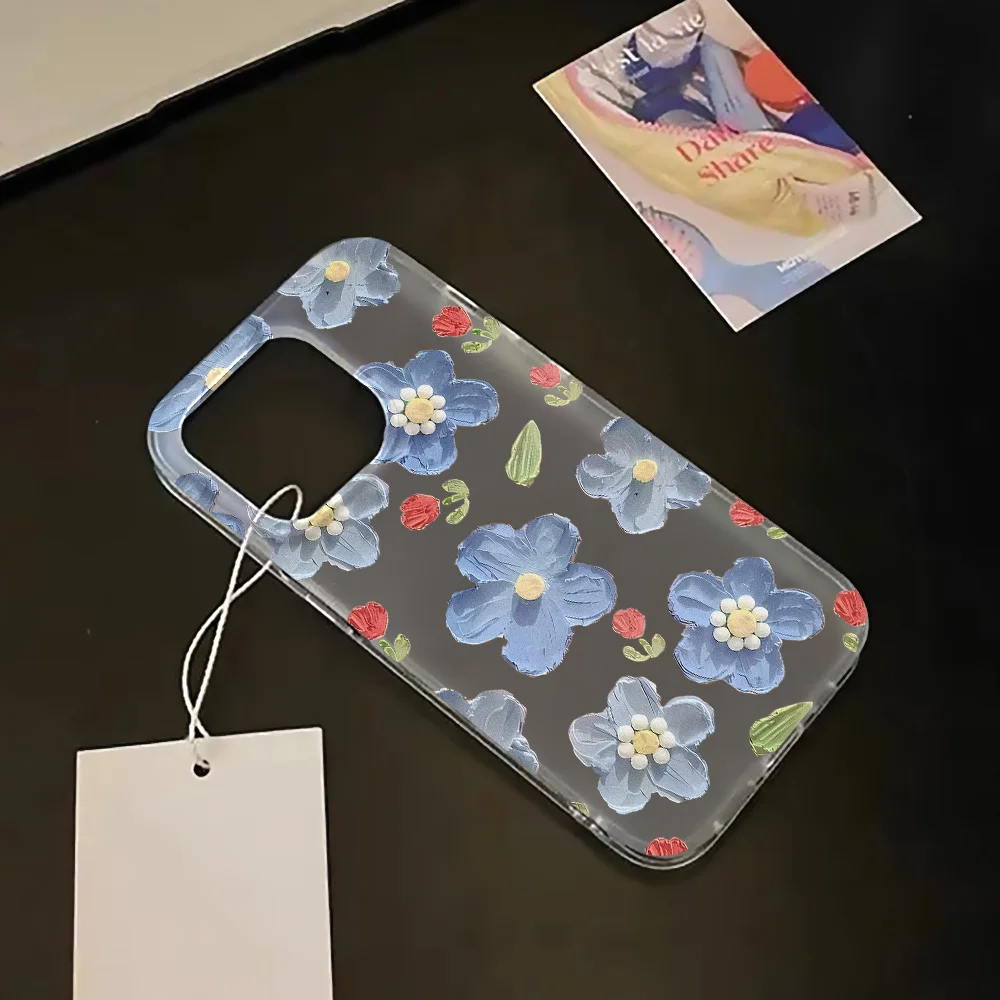 INS Flower Soft Phone Case for iPhone 16 Pro Max Case iPhone 17 15 13 14 12 11 Pro 12 Mini Plus Silicone Shockproof Back Cover