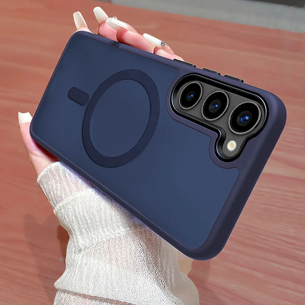 S0fd796f1a6e44192bf67bcc97ab45576r.webp Luxury New Matte Translucent Business Phone Case for Samsung Galaxy S25 S24 Ultra S23 S22 Plus S20 S21 FE Magsafe Magnetic Cover