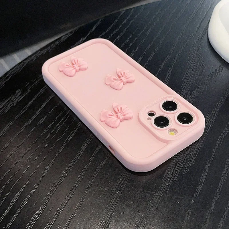 S100d43e7edd04fa5aadbf41c6d5fa155F.webp 3D Pink Cute Bowknot Silicone Soft Phone Case For iPhone 17 16 15 14 13 12 11 Pro Max XS XR X 7 8 Plus Shockproof Bumper Cover