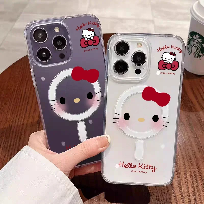 Cartoon Kitty Cat Magsafe Magnetic Phone Case for Iphone 17 Air 16 Pro Max 16E 11 12 13 14 15 Pro Max Mini Plus Cover