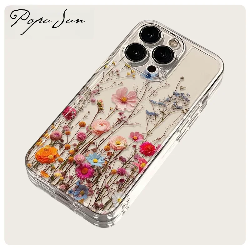 S11012a6dfe2f4ccc8797112f0940fabb0-1.webp Transparent Flower Print Pattern Floral Phone Case For iPhone 17 Air 16 15 13 11 Pro Max 14 Plus 12 Mini Clear Cover Soft Funda