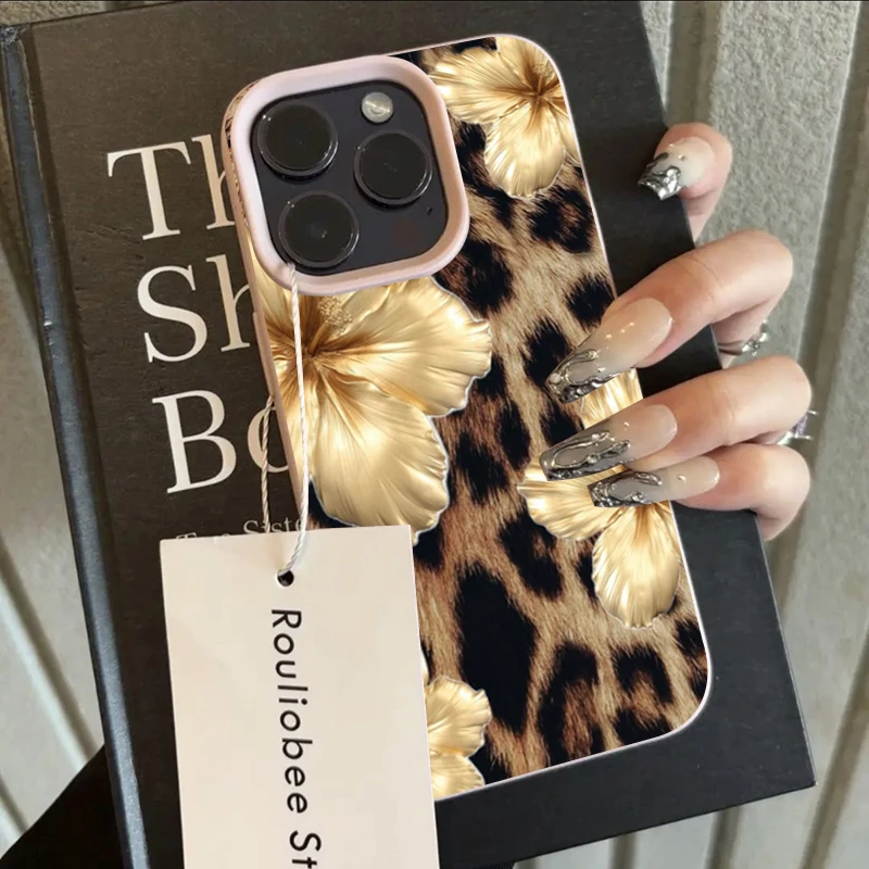 S130e7e831cd440b8bc4cabb8c4e6a88aA.webp Golden Leopard Lychee Pattern Phone Case For iPhone 16 17 Pro Max 11 12 13 14 15 Pro 16 Plus XS X XR 16e Shockproof Soft Cover