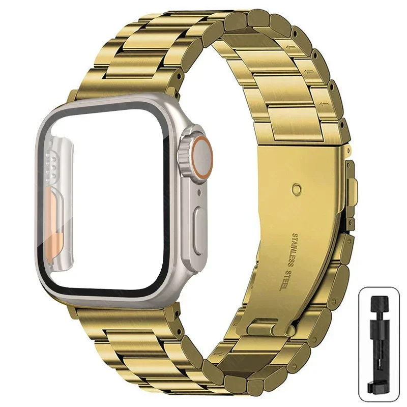 S1358ccf9968440ada6e8d319e05993e9k-2.webp Stainless Steel Strap+Ultra Case for Apple Watch Band 44mm 45mm 41mm 40mm 42mm Case Metal Strap for iWatch Series 9 8 7 6 SE 5 4