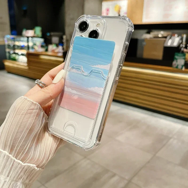 S139173536fbe4b339147d544463a5198Z.webp Transparent Card Holder Bag Case For iPhone 17 16 15 14 Plus 13 12 11 Pro Max Slot Wallet Back Cover For iPhone Shockproof Case