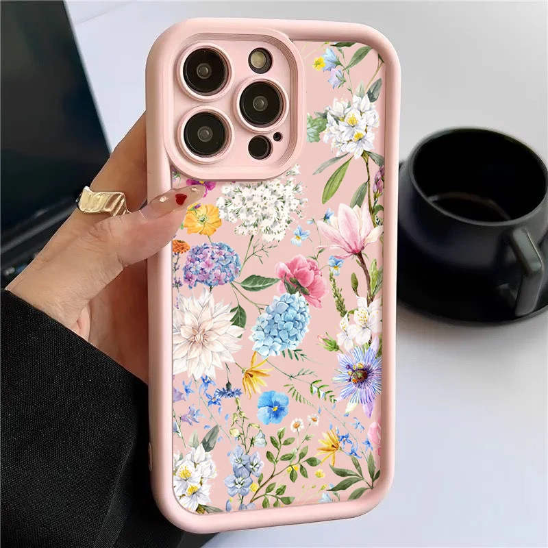 S152979720d3647f38cadf5b3e45ca9bfn-2.webp Hydrangea Flower Soft TPU Case For iPhone 17 Air 16e 16 15 14 Pro Max 13 12 11 Pro Max XR X XS Shockproof Silicone Phone Cover