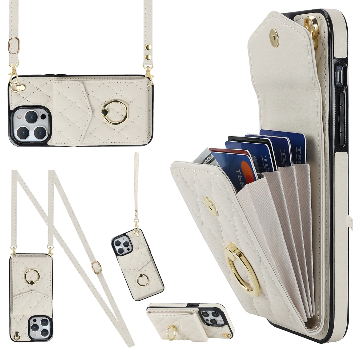 S153312a0920346c7b946ebf74c8278acT-2.webp Crossbody Lanyard Ring Holder Leather Case for iPhone 13 14 15 16 E 17 Pro Max 17 Air 16 Plus 12 11 Multi Card Slot Wallet Cover