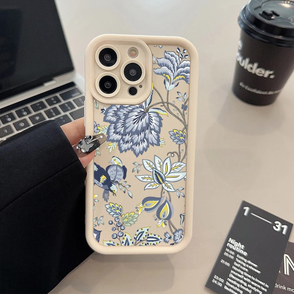 Case For iPhone 17 Cases iPhone 16 Pro Max Case Flower Printed Phone Case For iPhone 15 14 13 12 11 7 8 16 Plus 16E 17 Air Cover